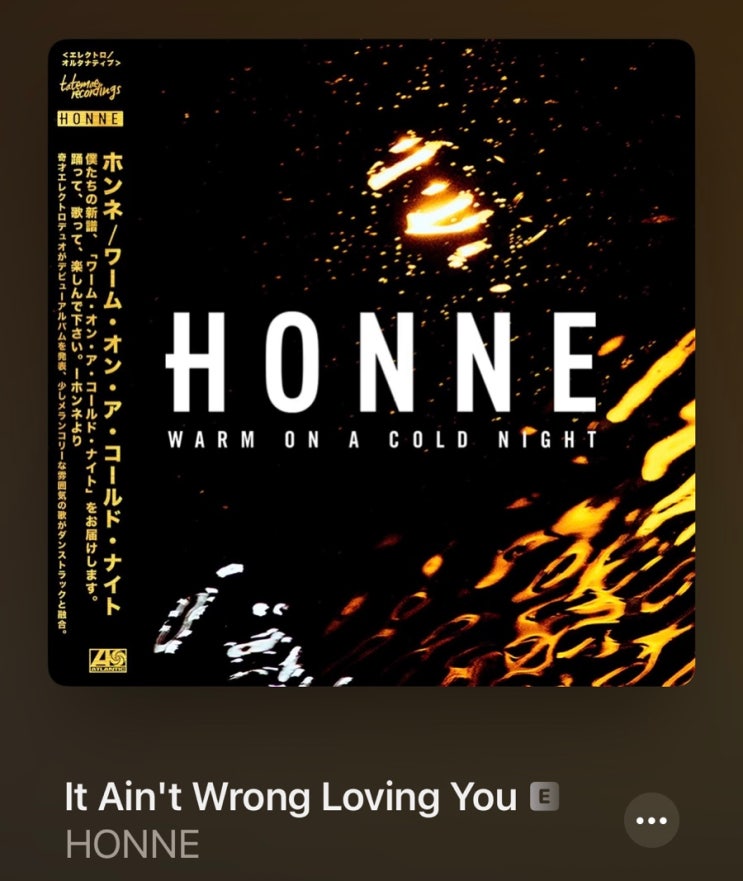  플레이리스트 / It ain't wrong loving you, Honne
