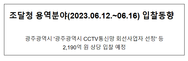 용역분야(2023.06.12.~06.16) 입찰동향_조달청 용역분야(2023.06.12.~06.16) 입찰동향_조달청