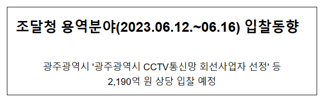 용역분야(2023.06.12.~06.16) 입찰동향_조달청