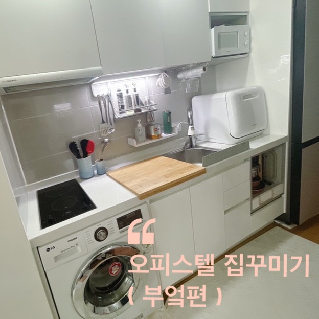  오피스텔 집 꾸미기 #부엌 : 하나씽크 씽크대리폼, 비스포크 냉장고, 거위목수전필터 등등