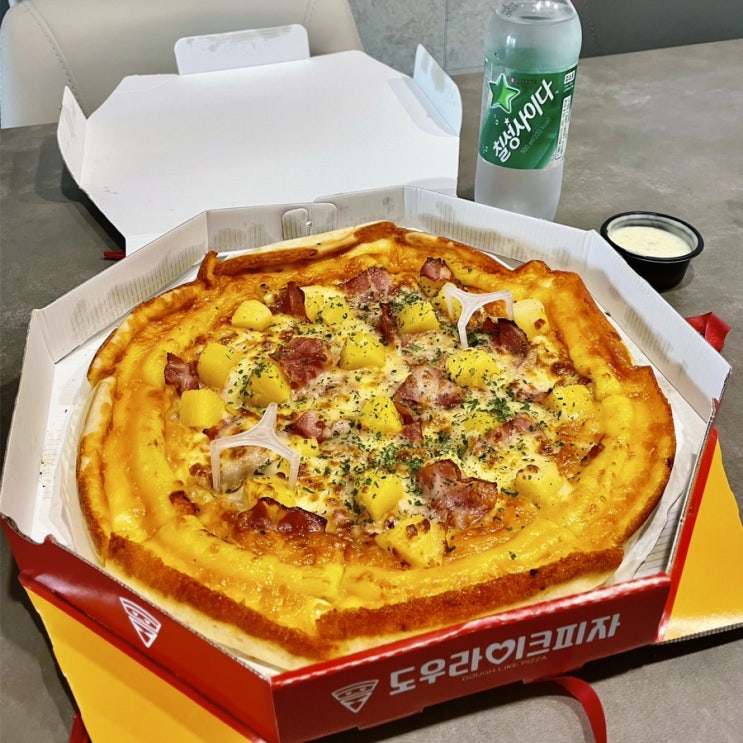 성남피자맛집 메가피자 신흥점:) 골드리치크러스트 하와이안 피자 포장 후기️