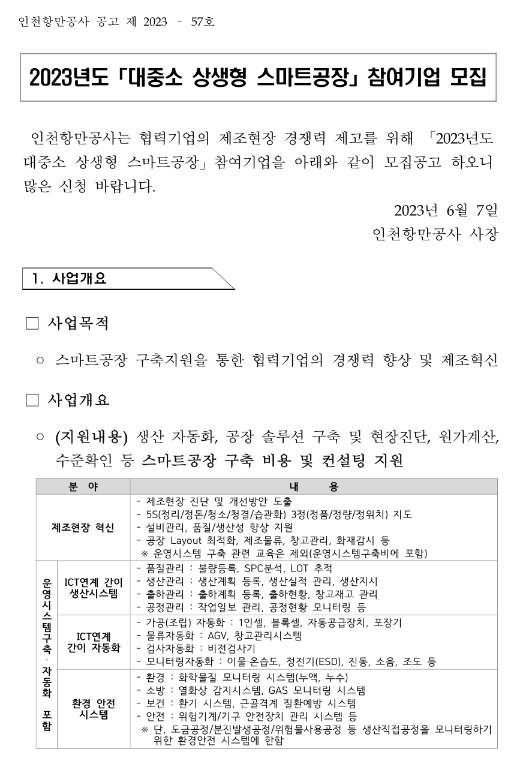 2023년 대중소 상생형 스마트공장 참여기업 모집 공고 2023년 대중소 상생형 스마트공장 참여기업 모집 공고