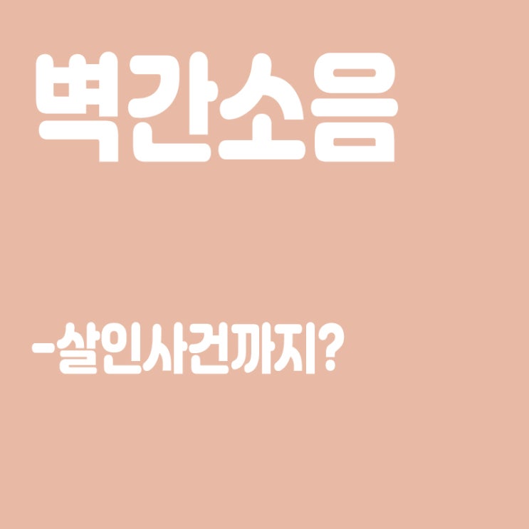  벽간소음이란? 벽간소음 원인,벽간소음 살인사건까지(궁금한이야기Y)