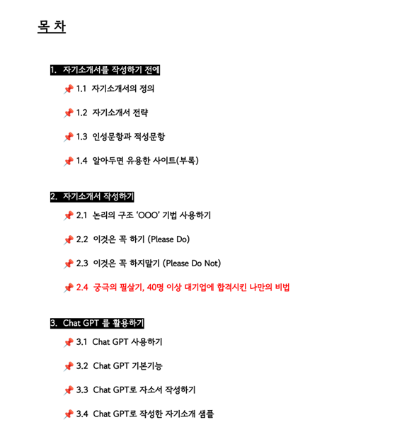  자기소개서 전자책 작성 중