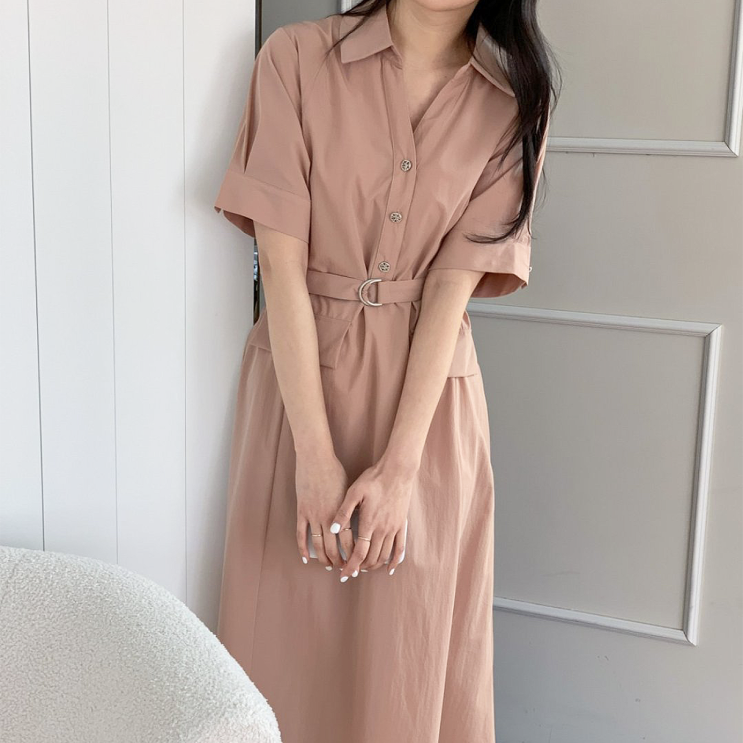  봄 여름 하객 원피스 루즈핏 카라 롱 원피스 바스락 원피스