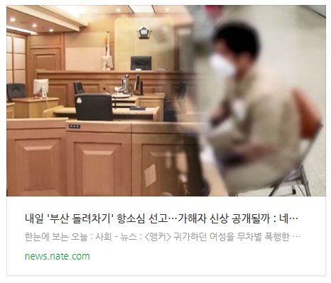 내일 '부산 돌려차기' 항소심 선고…가해자 신상 공개될까 내일 '부산 돌려차기' 항소심 선고…가해자 신상 공개될까