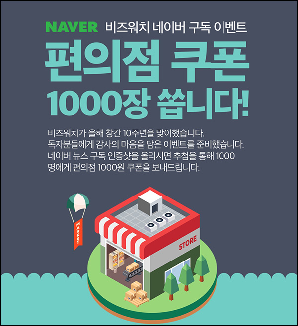비즈니스워치 네이버구독 이벤트(CU 1천원 1,000명)추첨 비즈니스워치 네이버구독 이벤트(CU 1천원 1,000명)추첨