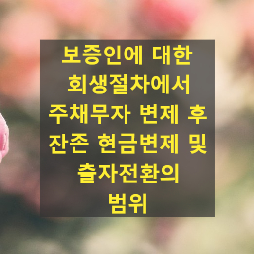  보증인에 대한 회생절차에서 주채무자 변제 후 잔존 현금변제 및 출자전환의 범위(대법원 2023. 5. 18. 선고 2019다227190 판결)