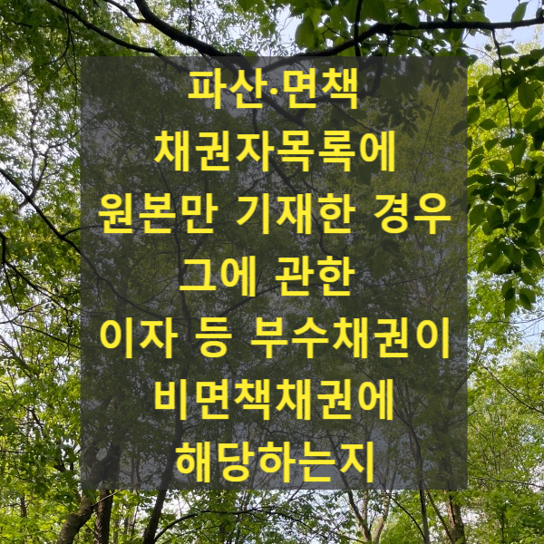  파산·면책을 신청한 채무자가 채권자목록에 원본만 기재한 경우 그에 관한 이자 등 부수채권이 비면책채권에 해당하는지 여부