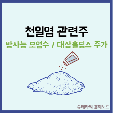  천일염 관련주 소금주 대상홀딩스 후쿠시마 오염수