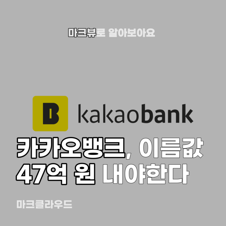  카카오뱅크, 이름값만 47억 원