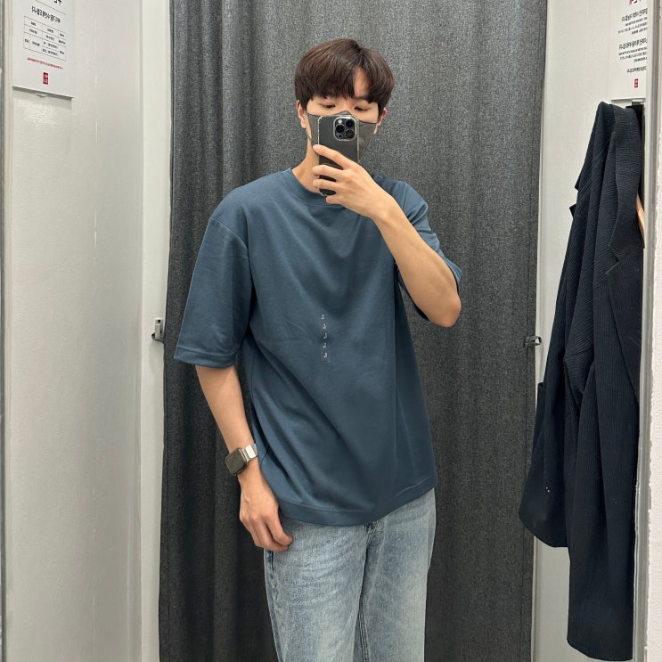  유니클로 에어리즘 오버사이즈 크루넥T 남자 반팔티 코디 브랜드 추천