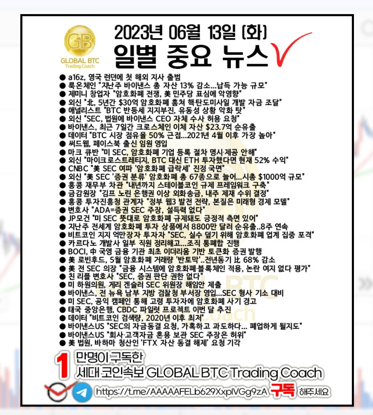  2023년 06월 13일 (화) 일별 중요 뉴스