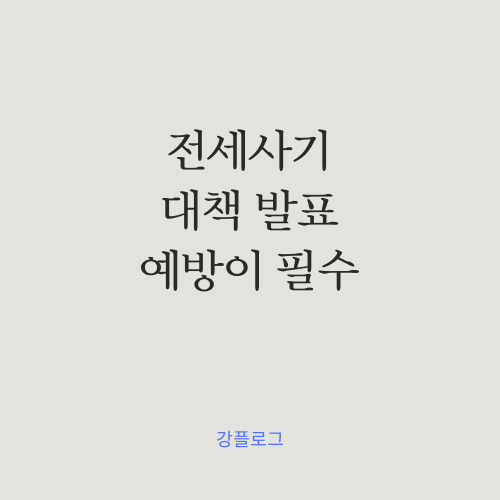  전세 사기 대책 발표 예방이최우선!