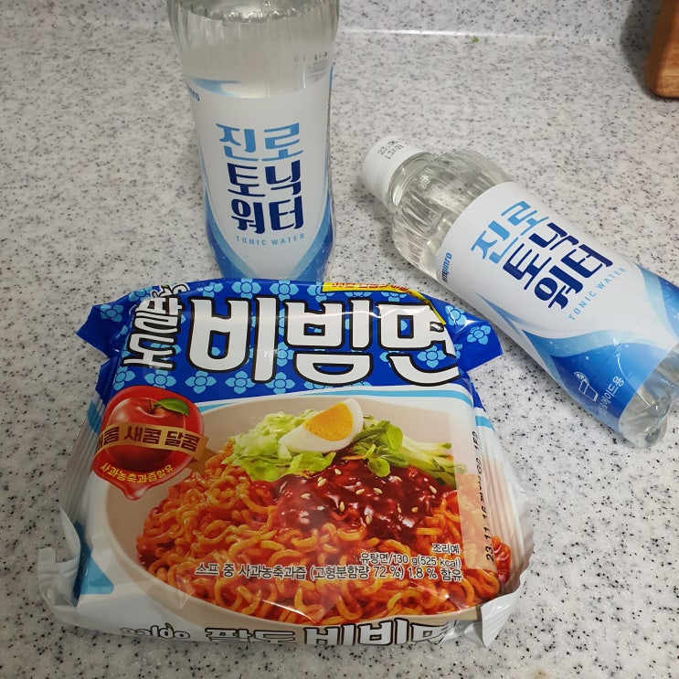  토닉워터로 비빔면 끓여보기