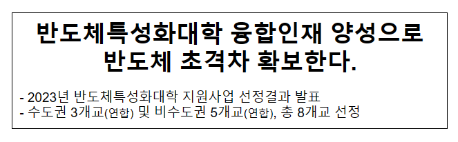 반도체특성화대학 융합인재 양성으로 반도체 초격차 확보한다 반도체특성화대학 융합인재 양성으로 반도체 초격차 확보한다