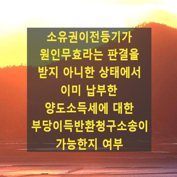  소유권이전등기가 원인무효라는 판결을 받지 아니한 상태에서 이미 납부한 양도소득세에 대한 부당이득반환청구소송이 가능한지 여부(96누8901, 국세기본법 제45조의2)