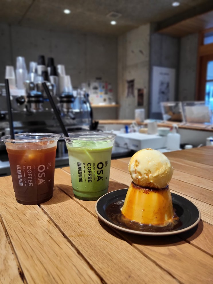 오사카 나카자키초 오사 커피 OSA COFFEE - 푸딩, 말차라떼