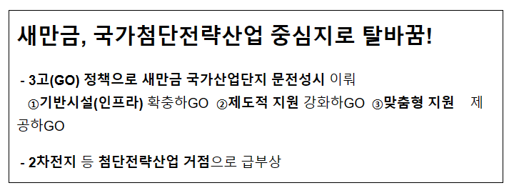 새만금, 국가첨단전략산업 중심지로 탈바꿈!