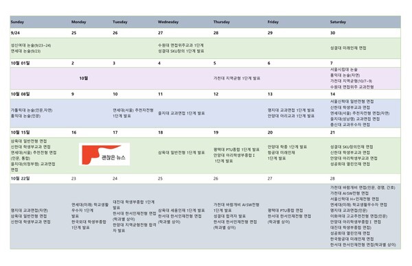  2024학년도 원서지원 일정 및 대학별 고사 일정