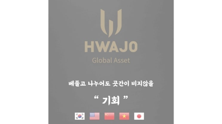   화조그룹 글로벌에셋을 오픈하여 소개하는이유....