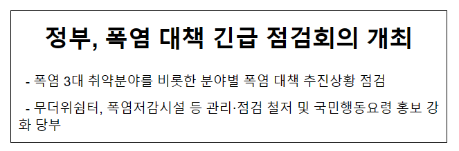 정부, 폭염 대책 긴급 점검회의 개최_행정안전부 정부, 폭염 대책 긴급 점검회의 개최_행정안전부