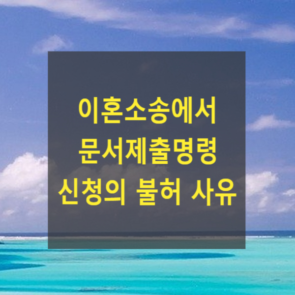  이혼소송에서 문서제출명령 신청의 불허 사유(재산분할청구, 금융거래정보 제출명령)