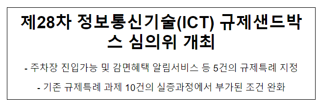 제28차 정보통신기술(ICT) 규제샌드박스 심의위원회 개최
