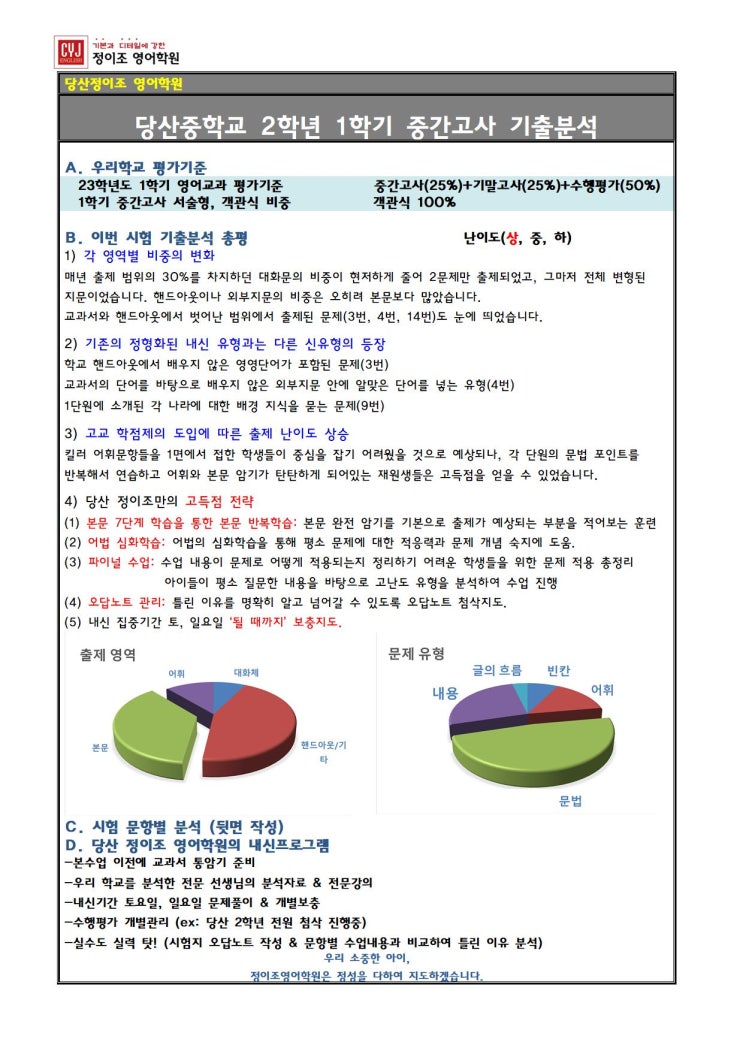 [당산 정이조] 1학기 중간고사 결과를 자랑합니다^^