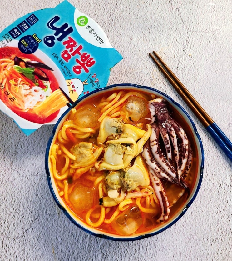 CU 이가자연면 냉짬뽕 불맛존맛!초간단 바지락 해물짬뽕 만들기 여름별미