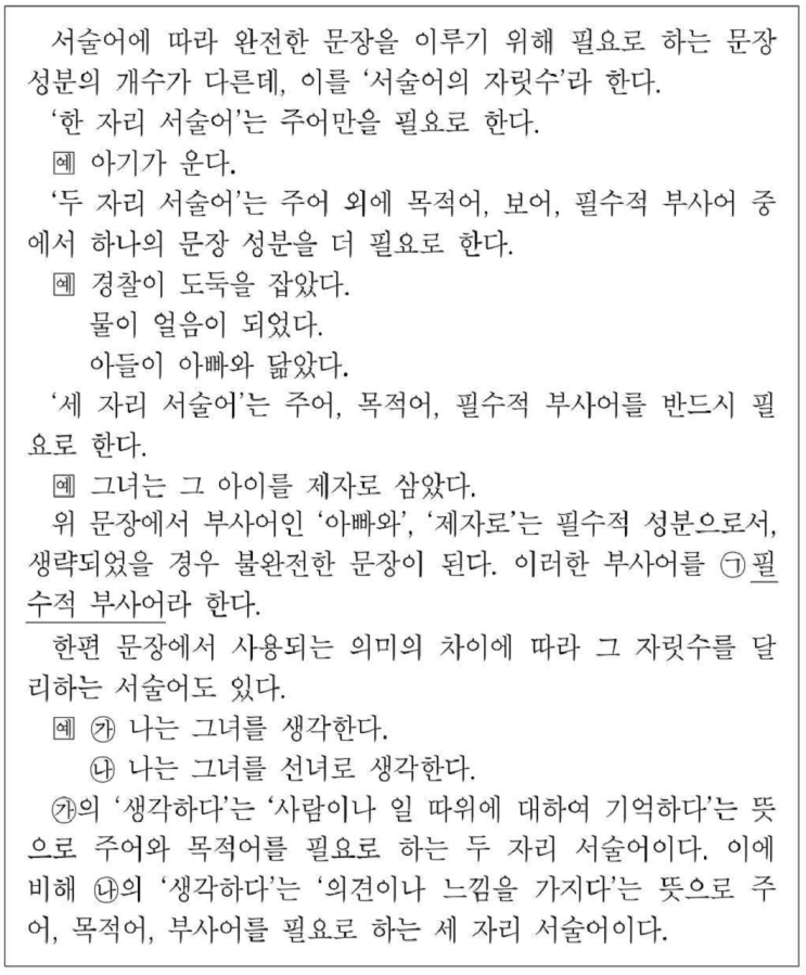  [해운대국어학원] 서술어의 자릿수