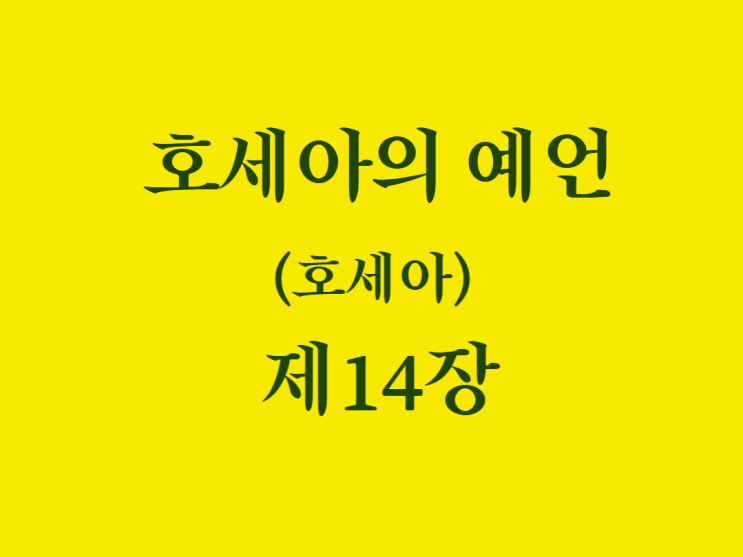 호세아의 예언(호세아) 14장 호세아의 예언(호세아) 14장