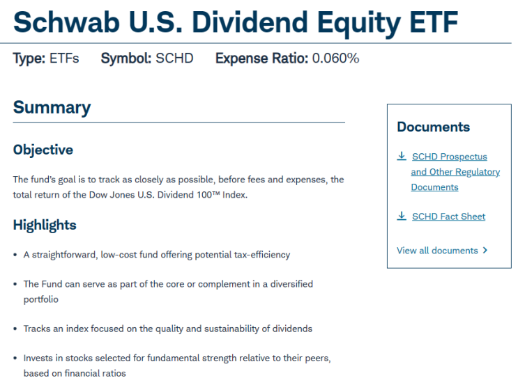  미국 배당주 ETF (2) : SCHD