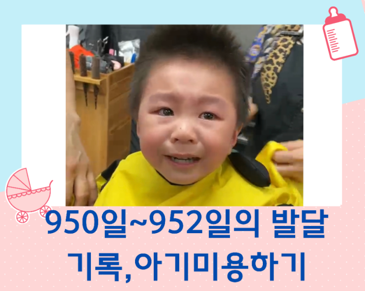 31개월 아이의 발달과 일상, 아기 미용실에서 이발하기, 950일~952일의 기록