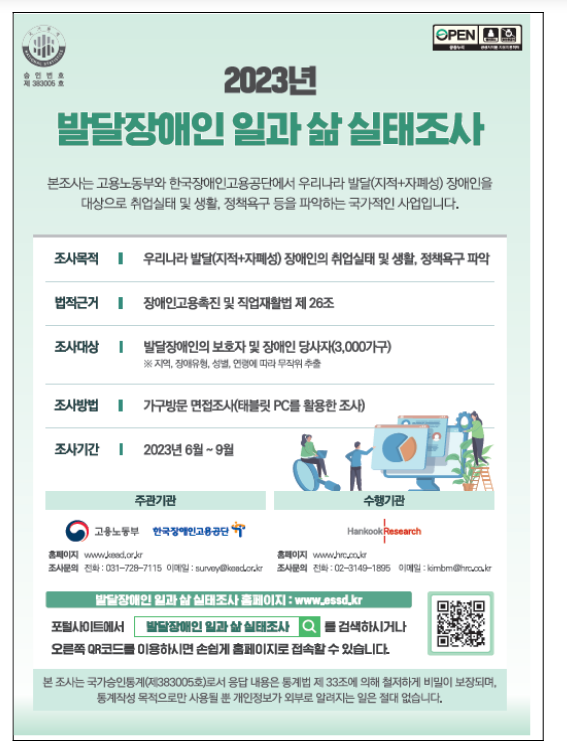 한국장애인고용공단, 발달장애인 일과 삶 실태조사 실시