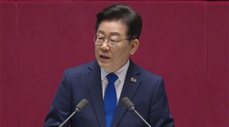 (월) <b>이재명</b> 대표 <b>국회 연설</b>, 부울경 룬 지지율 12% 급락, 굥... 