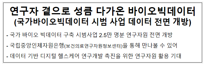 연구자 곁으로 성큼 다가온 바이오빅데이터