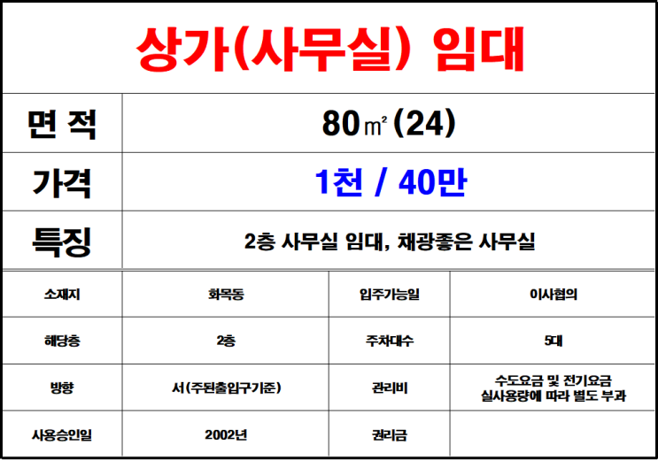  김해칠산(화목동)사무실임대,2층사무실임대