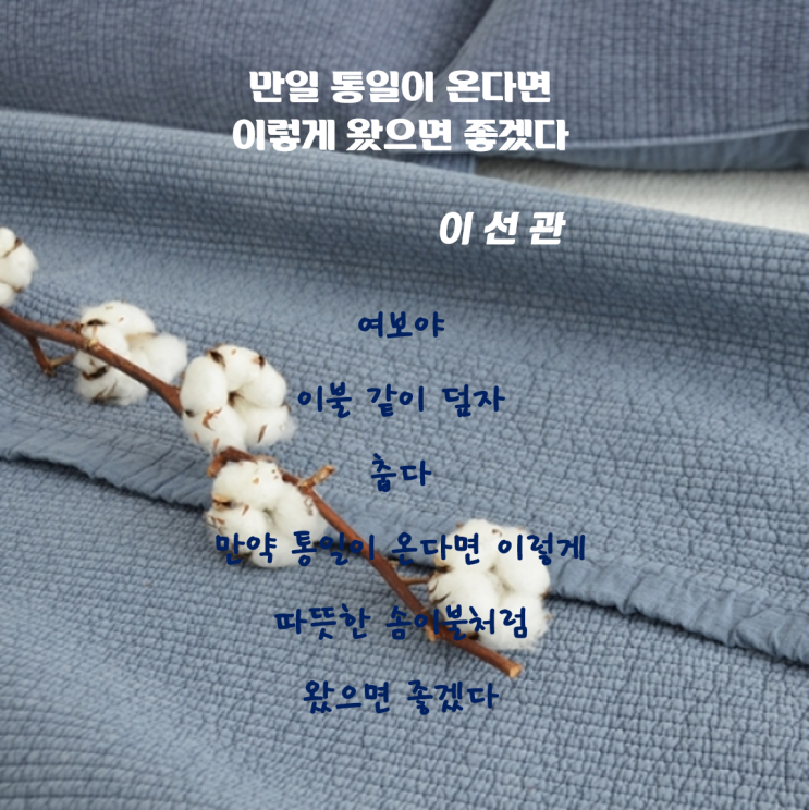 [오늘의 시 한잔]_ 이 선관 시인님의 '만약 통일이 온다면 이렇게 왔으면 좋겠다' _환기타임즈 다올시스템