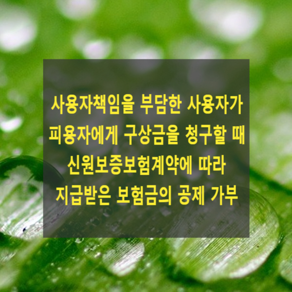 사용자책임을 부담한 사용자가 피용자에게 구상금을 청구할 때 신원보증보험계약에 따라 지급받은 보험금의 공제 가부(대법원 2022. 12. 29. 선고 2019다210697 )