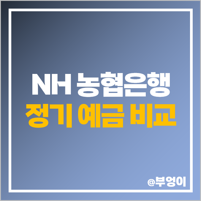 NH 농협 은행 정기 예금 금리 비교, 이자 높은 고금리 특판, 단기 이율 NH 농협 은행 정기 예금 금리 비교, 이자 높은 고금리 특판, 단기 이율