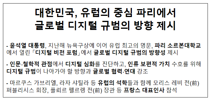 대한민국, 유럽의 중심 파리에서 글로벌 디지털 규범의 방향 제시