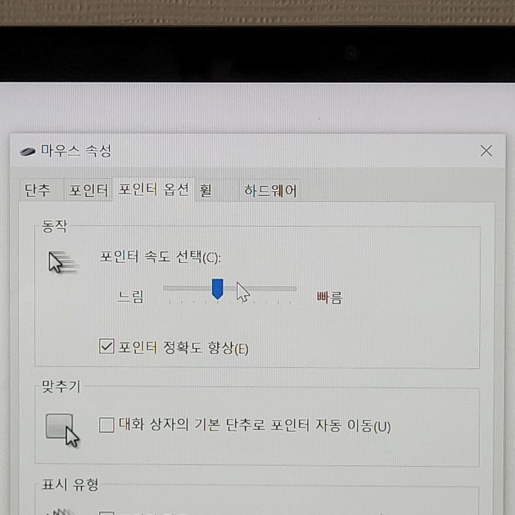  마우스 커서 속도(포인터) 및 DPI조절로 답답함 해소하기