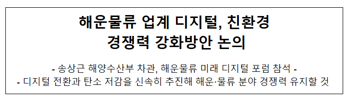 해운물류 업계 디지털, 친환경 경쟁력 강화방안 논의