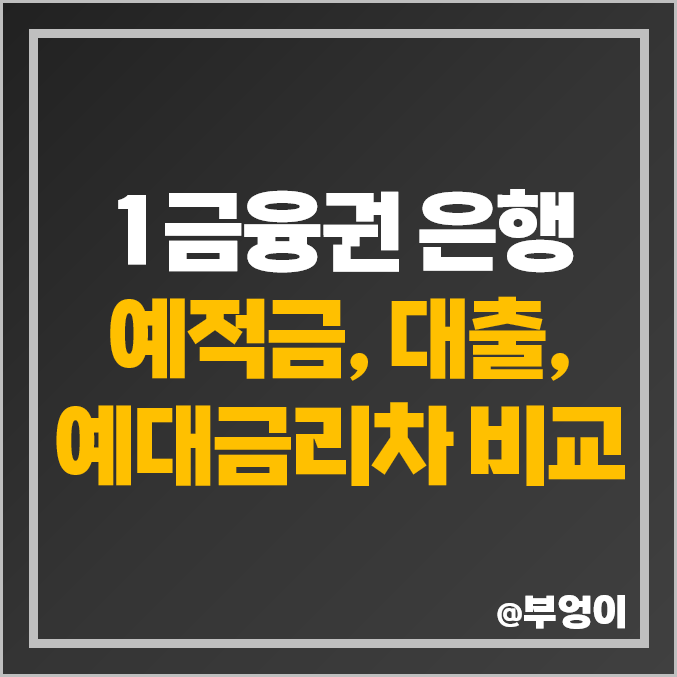 1금융권 예대금리차, 정기 예금 적금 대출 금리 비교, 이자 높은 은행