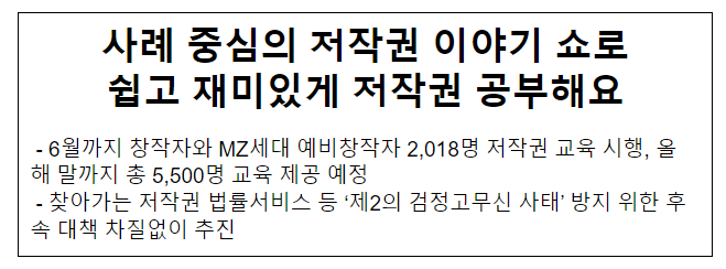 사례 중심의 저작권 이야기 쇼로 쉽고 재미있게 저작권 공부해요 사례 중심의 저작권 이야기 쇼로 쉽고 재미있게 저작권 공부해요