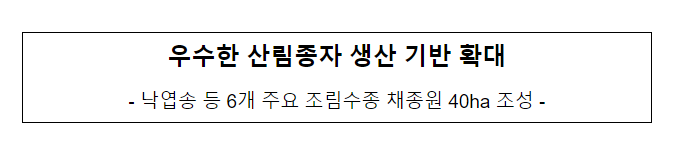 우수한 산림종자 생산 기반 확대