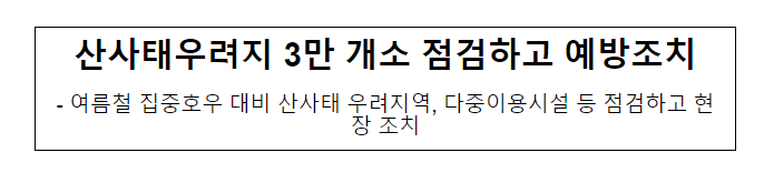 산사태우려지 3만 개소 점검하고 예방조치_산림청