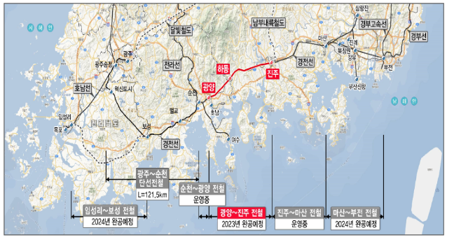 경전선 진주~광양 전철화 개통으로 친환경 고속화 남해안시대 연다 경전선 진주~광양 전철화 개통으로 친환경 고속화 남해안시대 연다