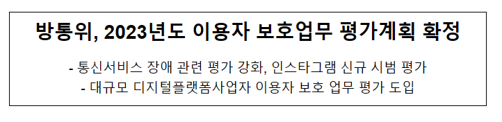 방통위, 2023년도 이용자 보호업무 평가계획 확정